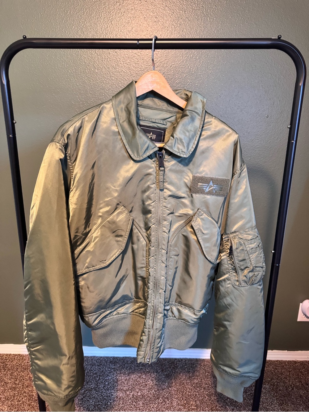 Alpha Industries Olive Green Flight Bomber Jacket